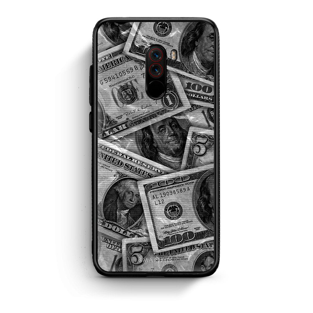 Xiaomi Pocophone F1 Money Dollars θήκη από τη Smartfits με σχέδιο στο πίσω μέρος και μαύρο περίβλημα | Smartphone case with colorful back and black bezels by Smartfits