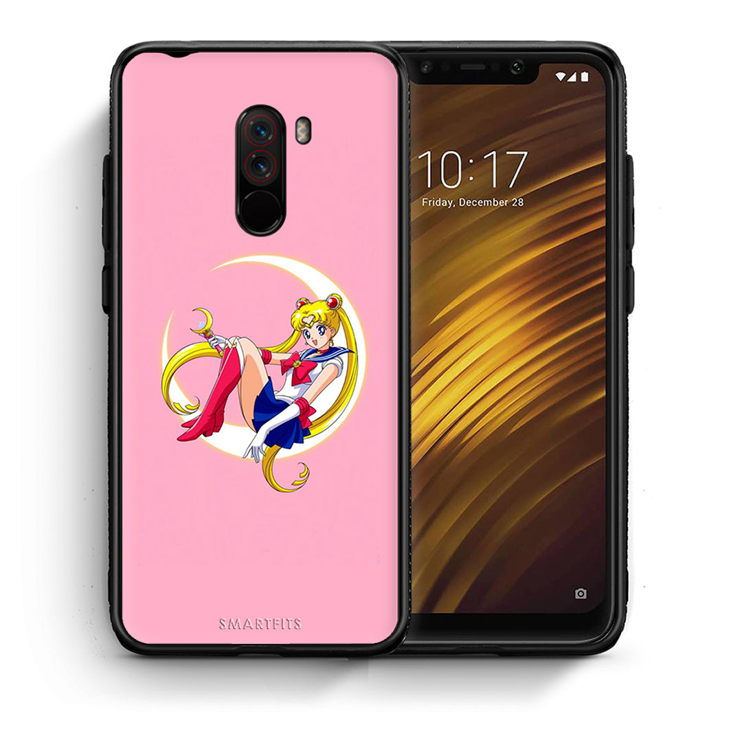 Θήκη Xiaomi Pocophone F1 Moon Girl από τη Smartfits με σχέδιο στο πίσω μέρος και μαύρο περίβλημα | Xiaomi Pocophone F1 Moon Girl case with colorful back and black bezels