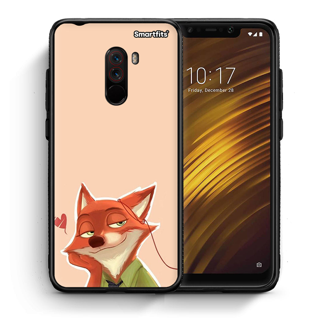 Θήκη Xiaomi Pocophone F1 Nick Wilde And Judy Hopps Love 1 από τη Smartfits με σχέδιο στο πίσω μέρος και μαύρο περίβλημα | Xiaomi Pocophone F1 Nick Wilde And Judy Hopps Love 1 case with colorful back and black bezels