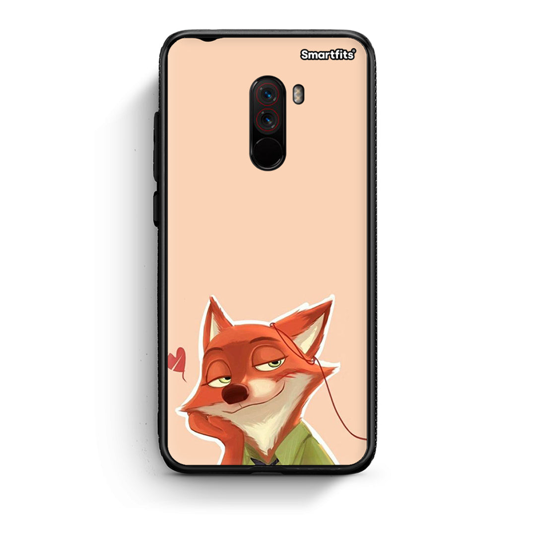 Xiaomi Pocophone F1 Nick Wilde And Judy Hopps Love 1 θήκη από τη Smartfits με σχέδιο στο πίσω μέρος και μαύρο περίβλημα | Smartphone case with colorful back and black bezels by Smartfits
