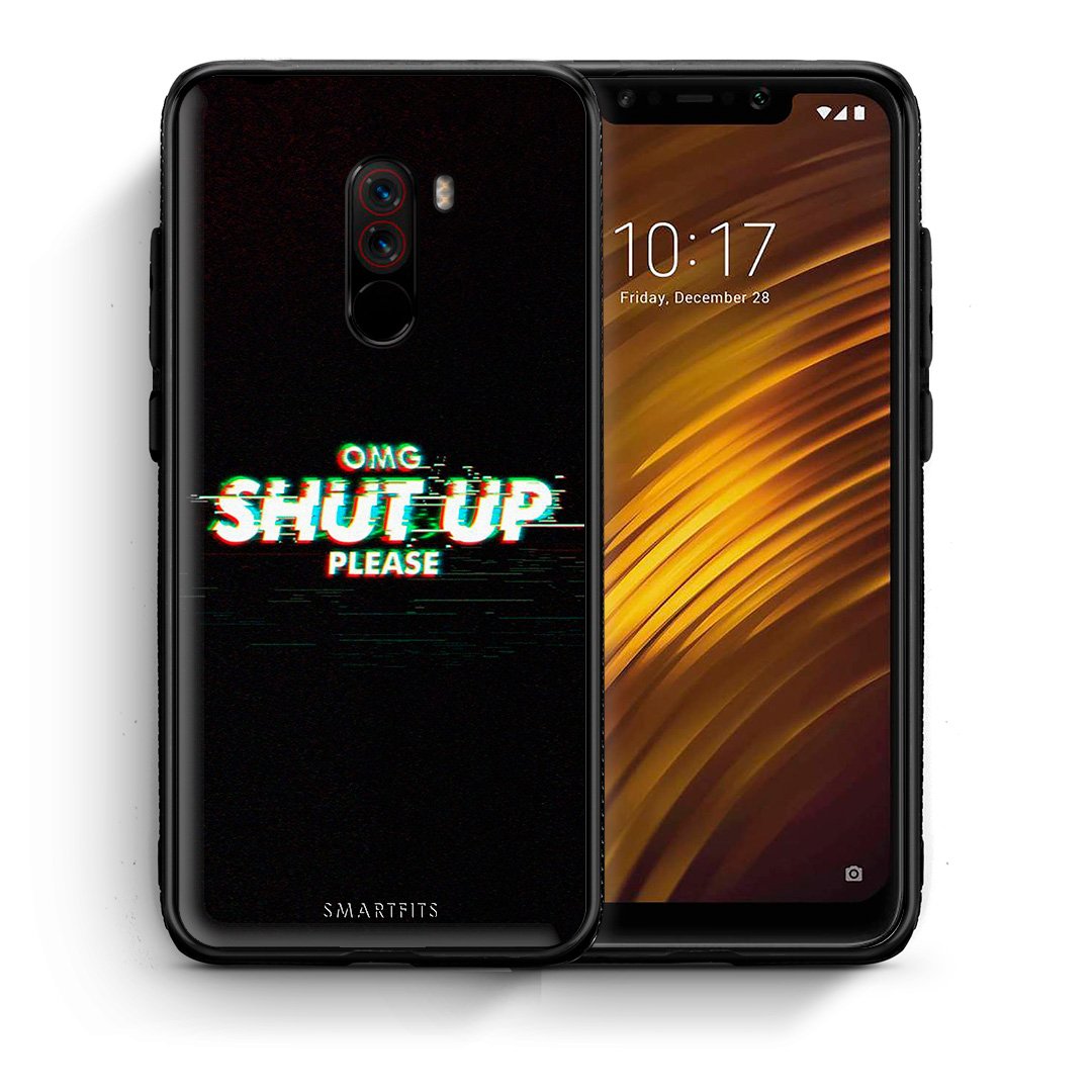 Θήκη Xiaomi Pocophone F1 OMG ShutUp από τη Smartfits με σχέδιο στο πίσω μέρος και μαύρο περίβλημα | Xiaomi Pocophone F1 OMG ShutUp case with colorful back and black bezels