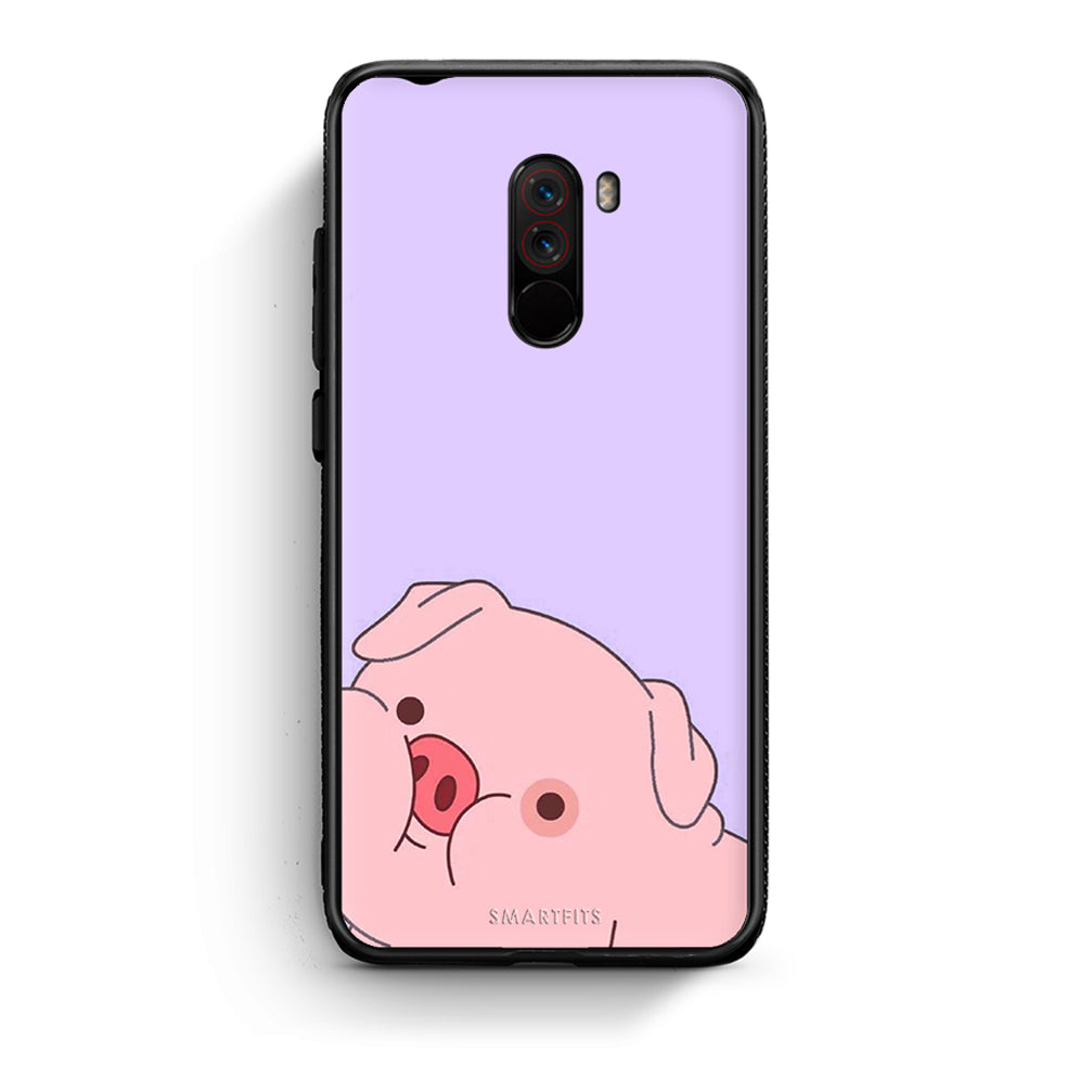 Xiaomi Pocophone F1 Pig Love 2 Θήκη Αγίου Βαλεντίνου από τη Smartfits με σχέδιο στο πίσω μέρος και μαύρο περίβλημα | Smartphone case with colorful back and black bezels by Smartfits