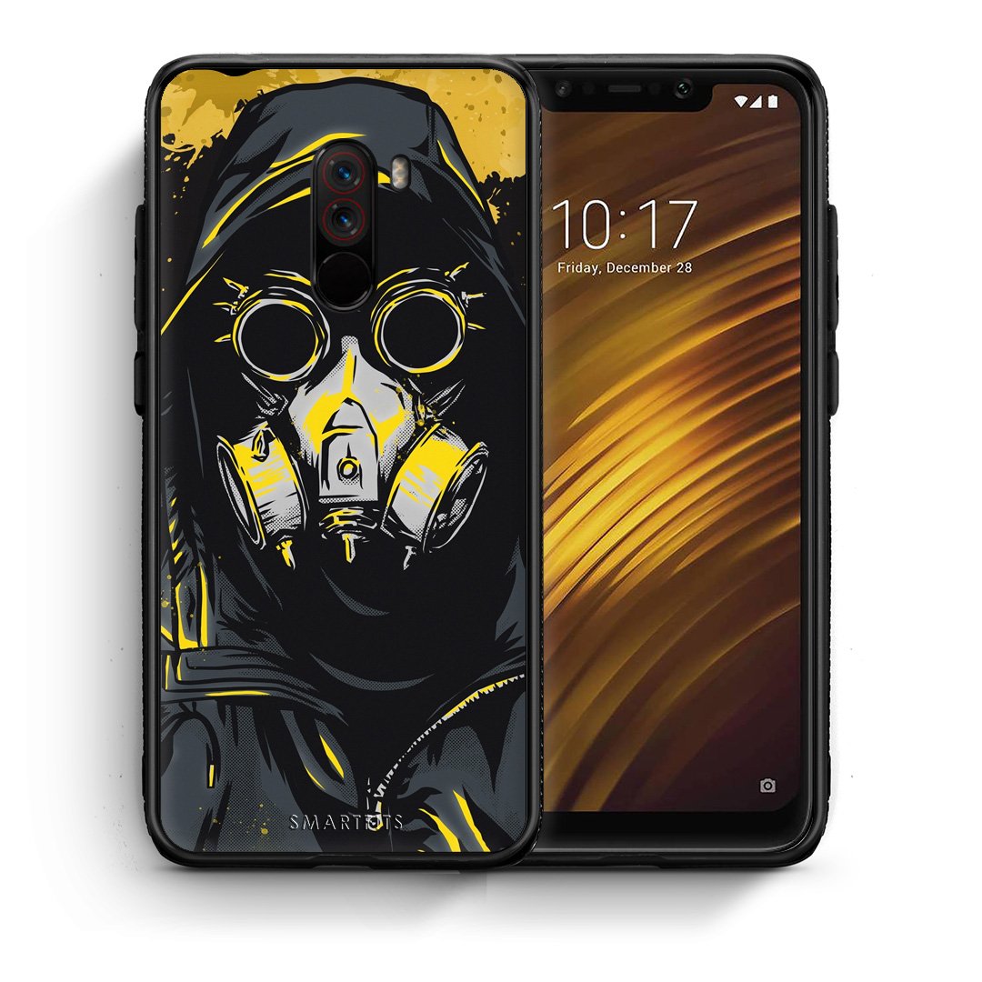 Θήκη Xiaomi Pocophone F1 Mask PopArt από τη Smartfits με σχέδιο στο πίσω μέρος και μαύρο περίβλημα | Xiaomi Pocophone F1 Mask PopArt case with colorful back and black bezels