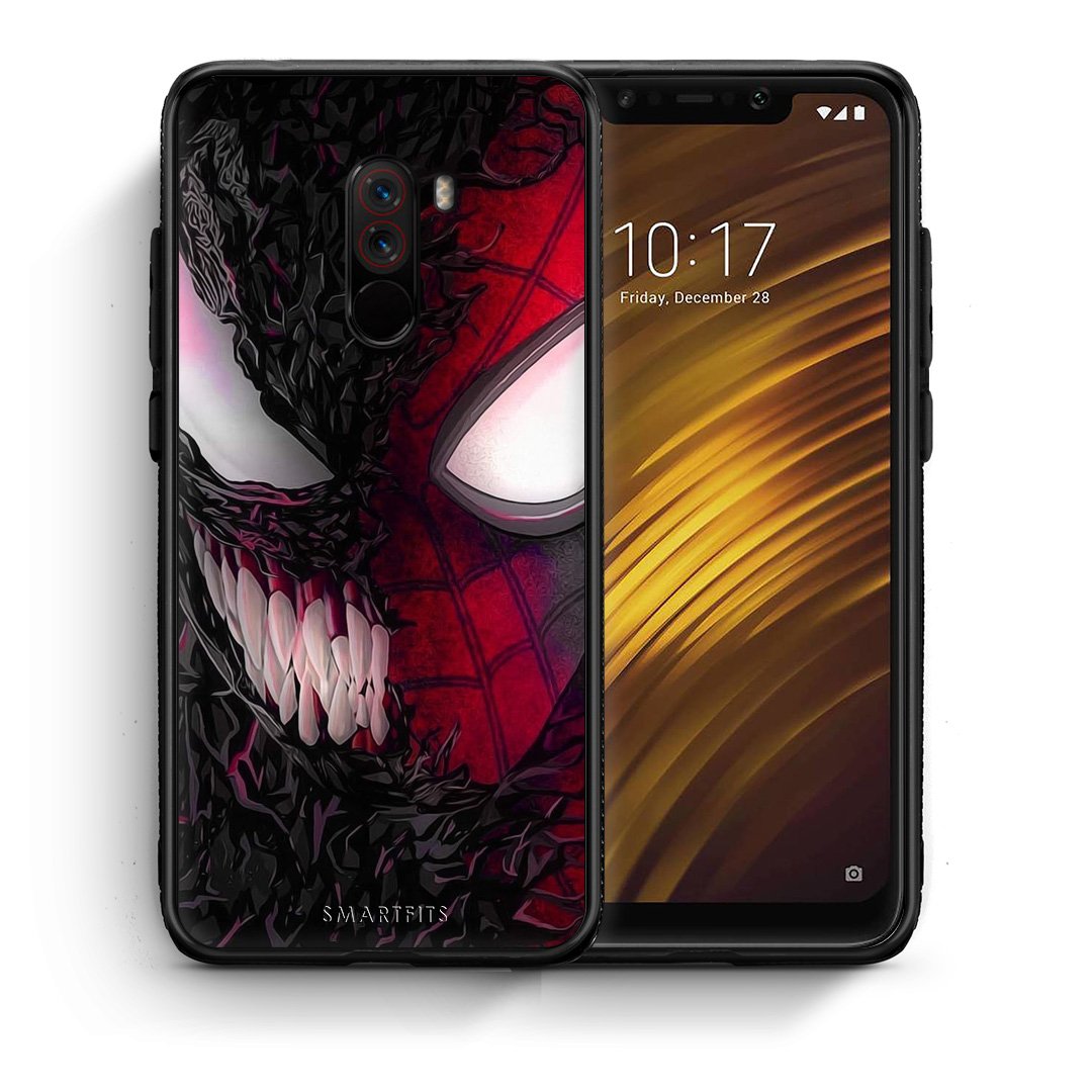Θήκη Xiaomi Pocophone F1 SpiderVenom PopArt από τη Smartfits με σχέδιο στο πίσω μέρος και μαύρο περίβλημα | Xiaomi Pocophone F1 SpiderVenom PopArt case with colorful back and black bezels