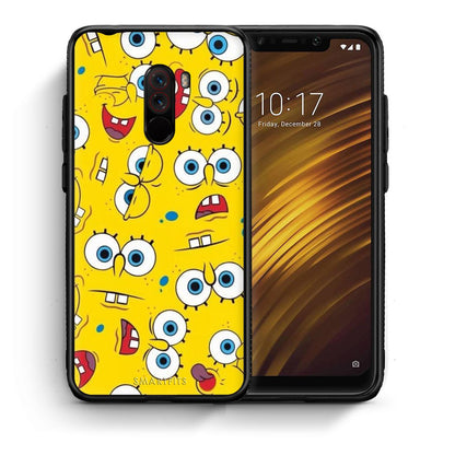 Θήκη Xiaomi Pocophone F1 Sponge PopArt από τη Smartfits με σχέδιο στο πίσω μέρος και μαύρο περίβλημα | Xiaomi Pocophone F1 Sponge PopArt case with colorful back and black bezels