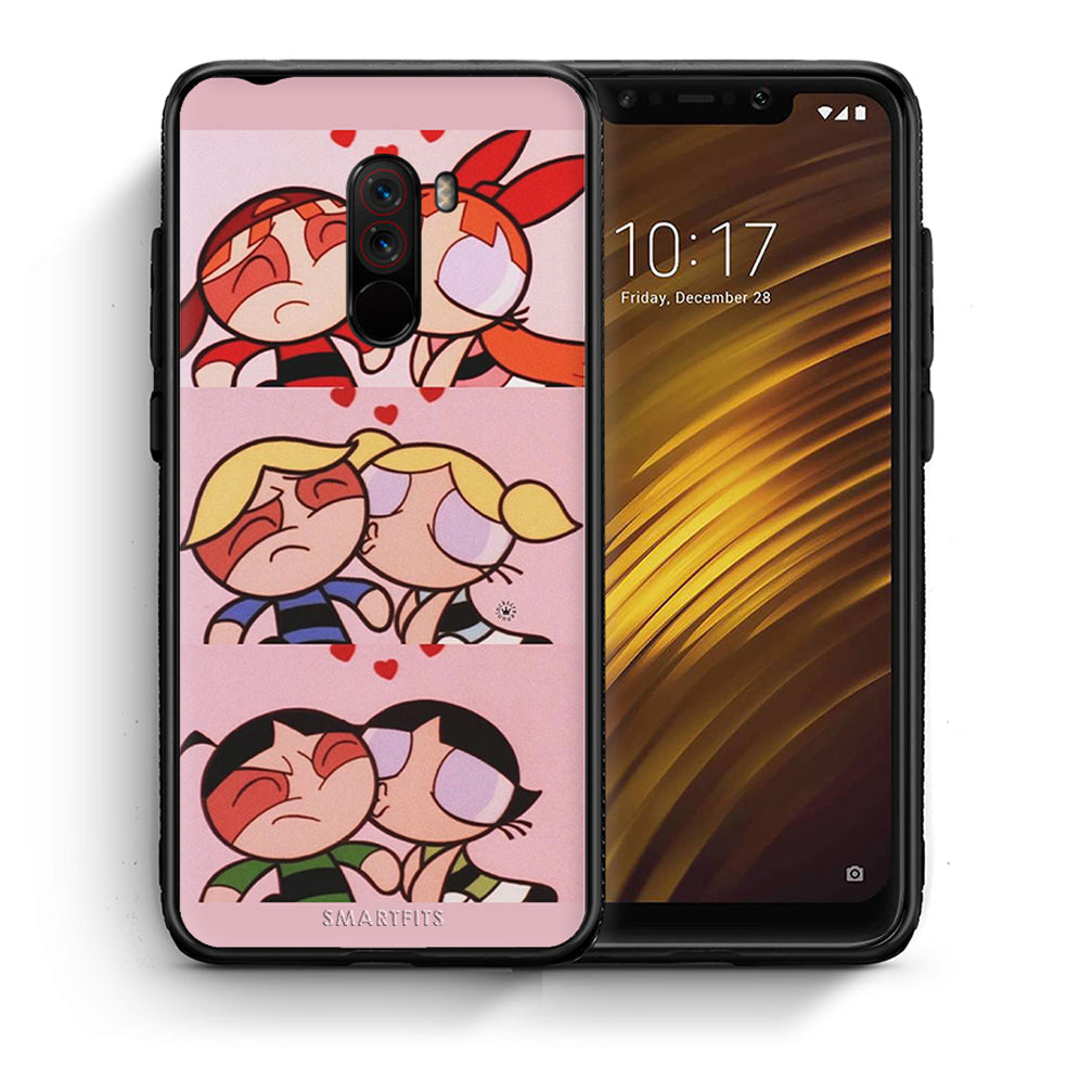 Θήκη Αγίου Βαλεντίνου Xiaomi Pocophone F1 Puff Love από τη Smartfits με σχέδιο στο πίσω μέρος και μαύρο περίβλημα | Xiaomi Pocophone F1 Puff Love case with colorful back and black bezels