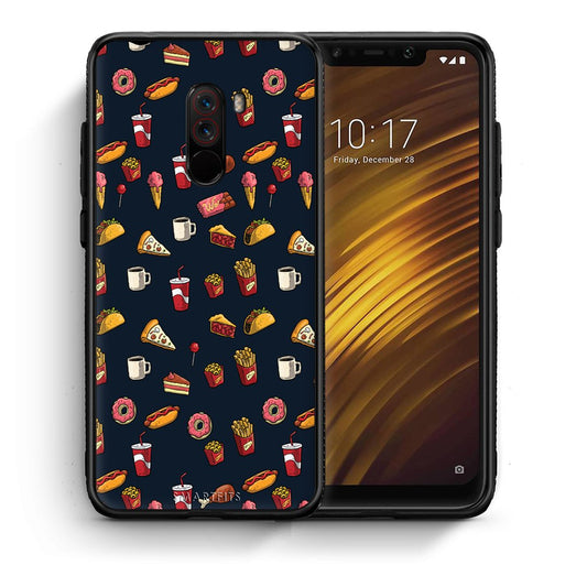 Θήκη Xiaomi Pocophone F1 Hungry Random από τη Smartfits με σχέδιο στο πίσω μέρος και μαύρο περίβλημα | Xiaomi Pocophone F1 Hungry Random case with colorful back and black bezels