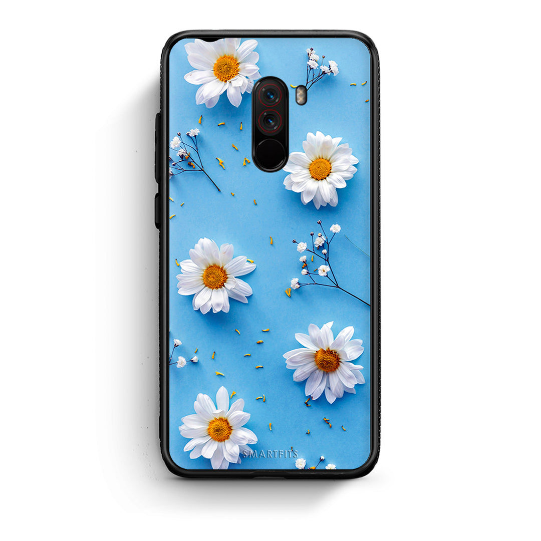 Xiaomi Pocophone F1 Real Daisies θήκη από τη Smartfits με σχέδιο στο πίσω μέρος και μαύρο περίβλημα | Smartphone case with colorful back and black bezels by Smartfits