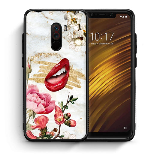 Θήκη Xiaomi Pocophone F1 Red Lips από τη Smartfits με σχέδιο στο πίσω μέρος και μαύρο περίβλημα | Xiaomi Pocophone F1 Red Lips case with colorful back and black bezels