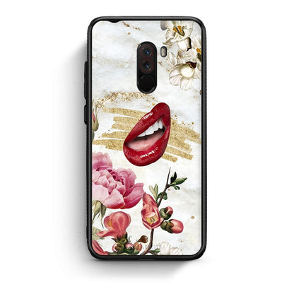 Xiaomi Pocophone F1 Red Lips θήκη από τη Smartfits με σχέδιο στο πίσω μέρος και μαύρο περίβλημα | Smartphone case with colorful back and black bezels by Smartfits