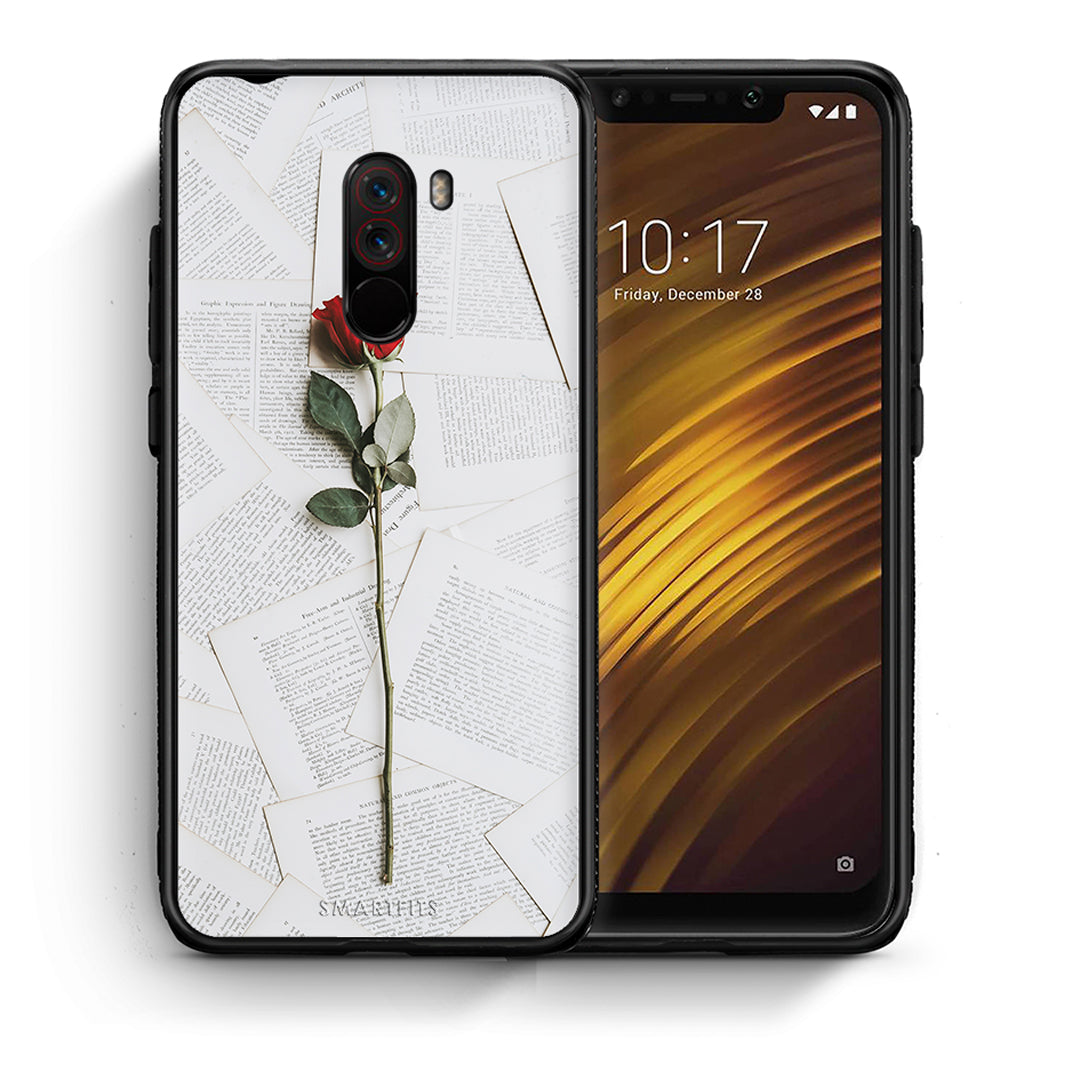 Θήκη Xiaomi Pocophone F1 Red Rose από τη Smartfits με σχέδιο στο πίσω μέρος και μαύρο περίβλημα | Xiaomi Pocophone F1 Red Rose case with colorful back and black bezels