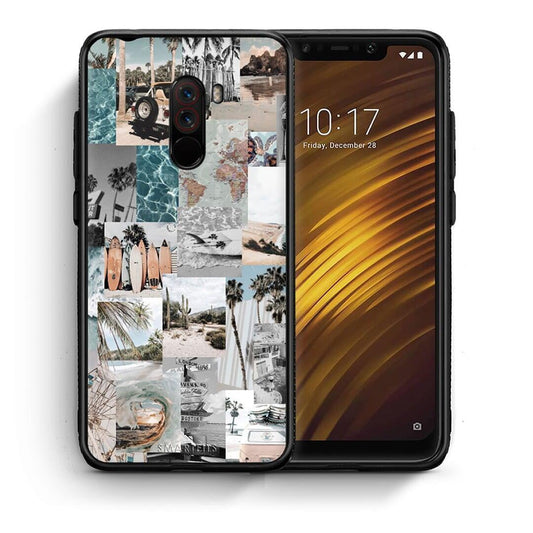 Θήκη Xiaomi Pocophone F1 Retro Beach Life από τη Smartfits με σχέδιο στο πίσω μέρος και μαύρο περίβλημα | Xiaomi Pocophone F1 Retro Beach Life case with colorful back and black bezels