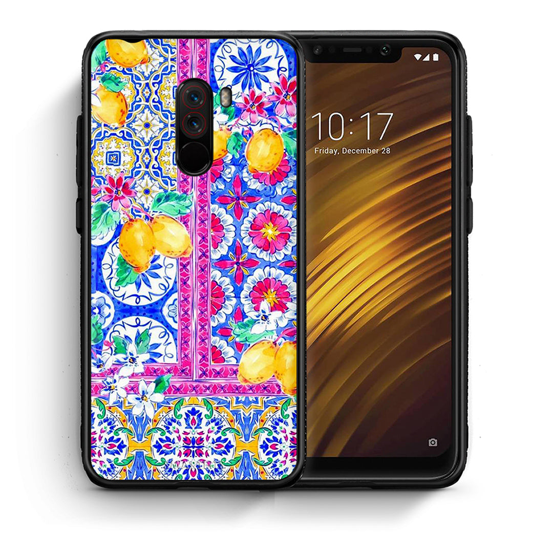 Θήκη Xiaomi Pocophone F1 Retro Spring από τη Smartfits με σχέδιο στο πίσω μέρος και μαύρο περίβλημα | Xiaomi Pocophone F1 Retro Spring case with colorful back and black bezels