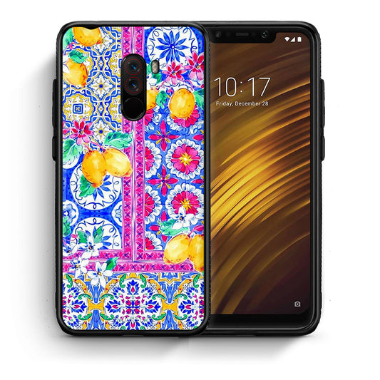 Θήκη Xiaomi Pocophone F1 Retro Spring από τη Smartfits με σχέδιο στο πίσω μέρος και μαύρο περίβλημα | Xiaomi Pocophone F1 Retro Spring case with colorful back and black bezels