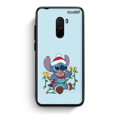 Xiaomi Pocophone F1 Santa Stich θήκη από τη Smartfits με σχέδιο στο πίσω μέρος και μαύρο περίβλημα | Smartphone case with colorful back and black bezels by Smartfits