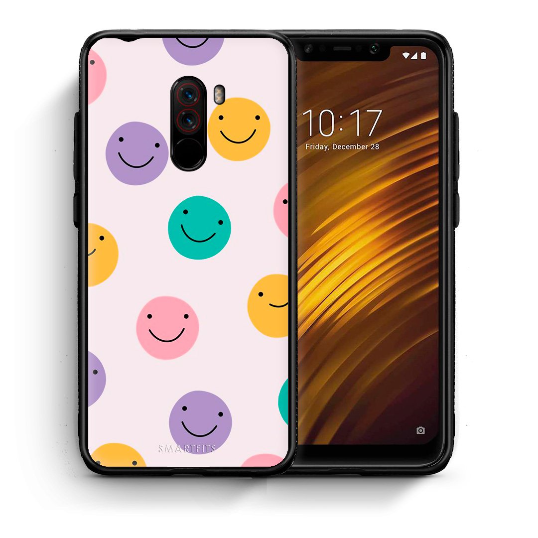 Θήκη Xiaomi Pocophone F1 Smiley Faces από τη Smartfits με σχέδιο στο πίσω μέρος και μαύρο περίβλημα | Xiaomi Pocophone F1 Smiley Faces case with colorful back and black bezels
