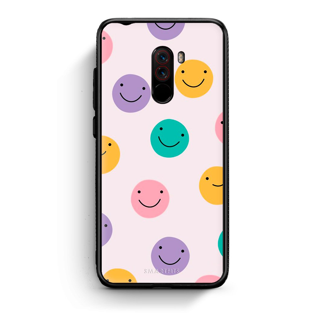 Xiaomi Pocophone F1 Smiley Faces θήκη από τη Smartfits με σχέδιο στο πίσω μέρος και μαύρο περίβλημα | Smartphone case with colorful back and black bezels by Smartfits