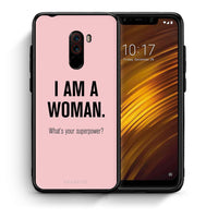 Thumbnail for Θήκη Xiaomi Pocophone F1 Superpower Woman από τη Smartfits με σχέδιο στο πίσω μέρος και μαύρο περίβλημα | Xiaomi Pocophone F1 Superpower Woman case with colorful back and black bezels