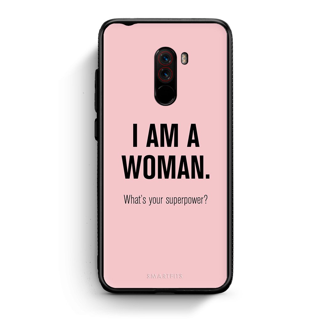 Xiaomi Pocophone F1 Superpower Woman θήκη από τη Smartfits με σχέδιο στο πίσω μέρος και μαύρο περίβλημα | Smartphone case with colorful back and black bezels by Smartfits