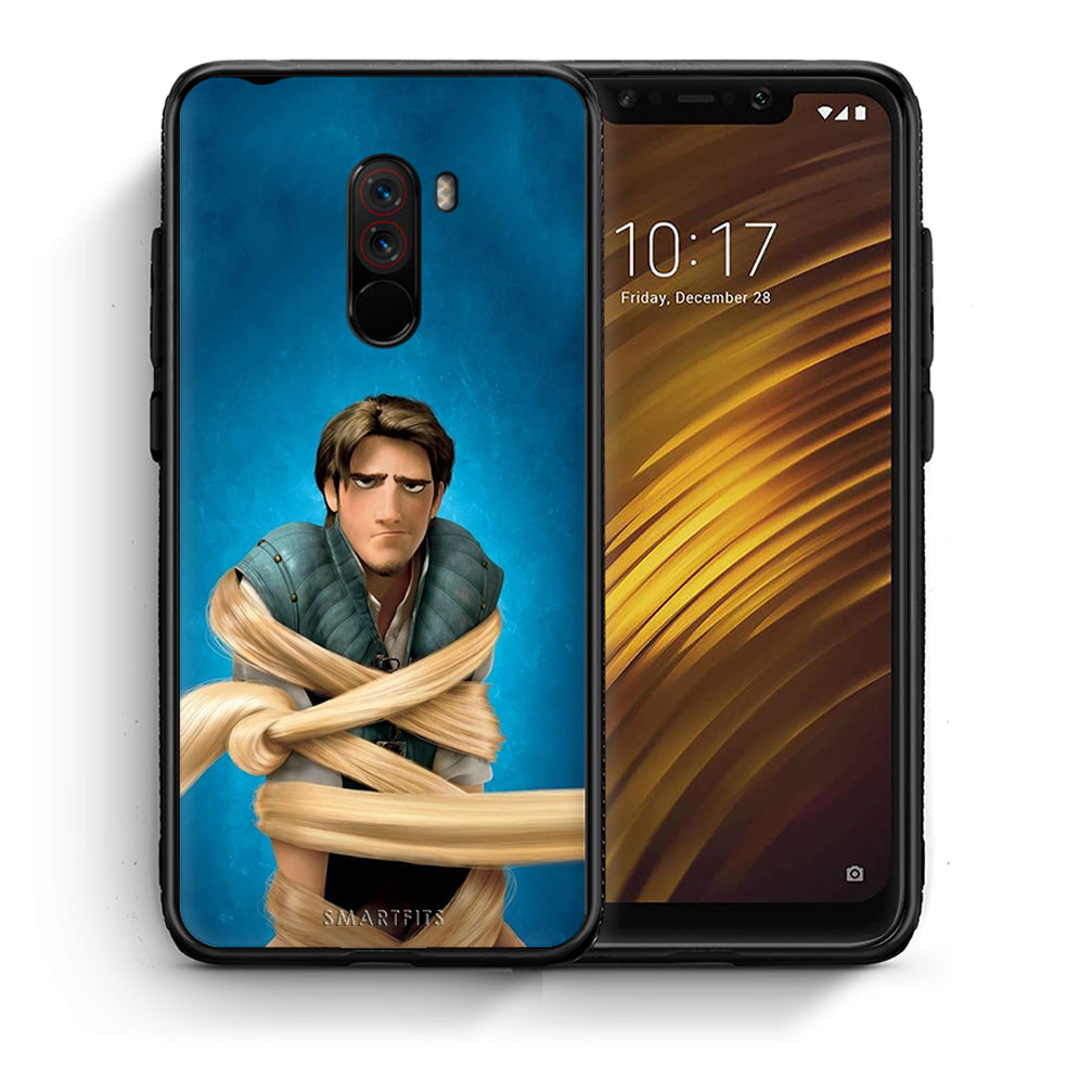 Θήκη Αγίου Βαλεντίνου Xiaomi Pocophone F1 Tangled 1 από τη Smartfits με σχέδιο στο πίσω μέρος και μαύρο περίβλημα | Xiaomi Pocophone F1 Tangled 1 case with colorful back and black bezels