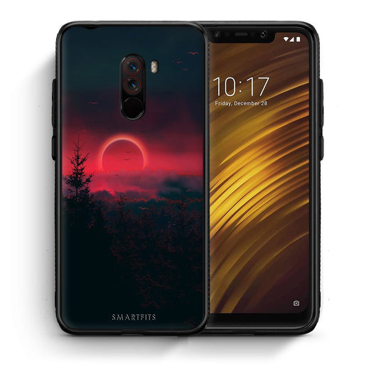 Θήκη Xiaomi Pocophone F1 Sunset Tropic από τη Smartfits με σχέδιο στο πίσω μέρος και μαύρο περίβλημα | Xiaomi Pocophone F1 Sunset Tropic case with colorful back and black bezels