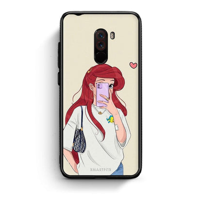 Xiaomi Pocophone F1 Walking Mermaid Θήκη από τη Smartfits με σχέδιο στο πίσω μέρος και μαύρο περίβλημα | Smartphone case with colorful back and black bezels by Smartfits
