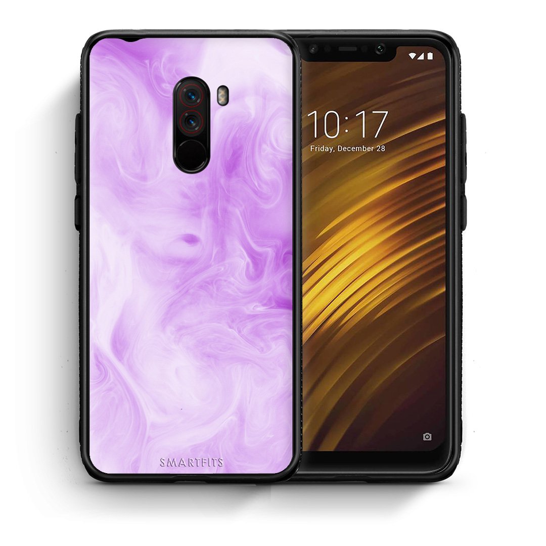 Θήκη Xiaomi Pocophone F1 Lavender Watercolor από τη Smartfits με σχέδιο στο πίσω μέρος και μαύρο περίβλημα | Xiaomi Pocophone F1 Lavender Watercolor case with colorful back and black bezels