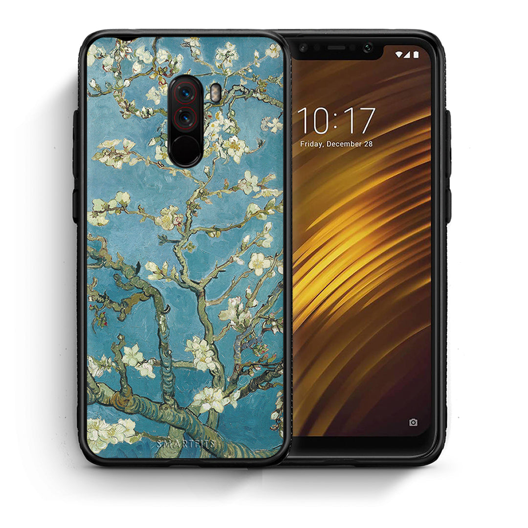 Θήκη Xiaomi Pocophone F1 White Blossoms από τη Smartfits με σχέδιο στο πίσω μέρος και μαύρο περίβλημα | Xiaomi Pocophone F1 White Blossoms case with colorful back and black bezels