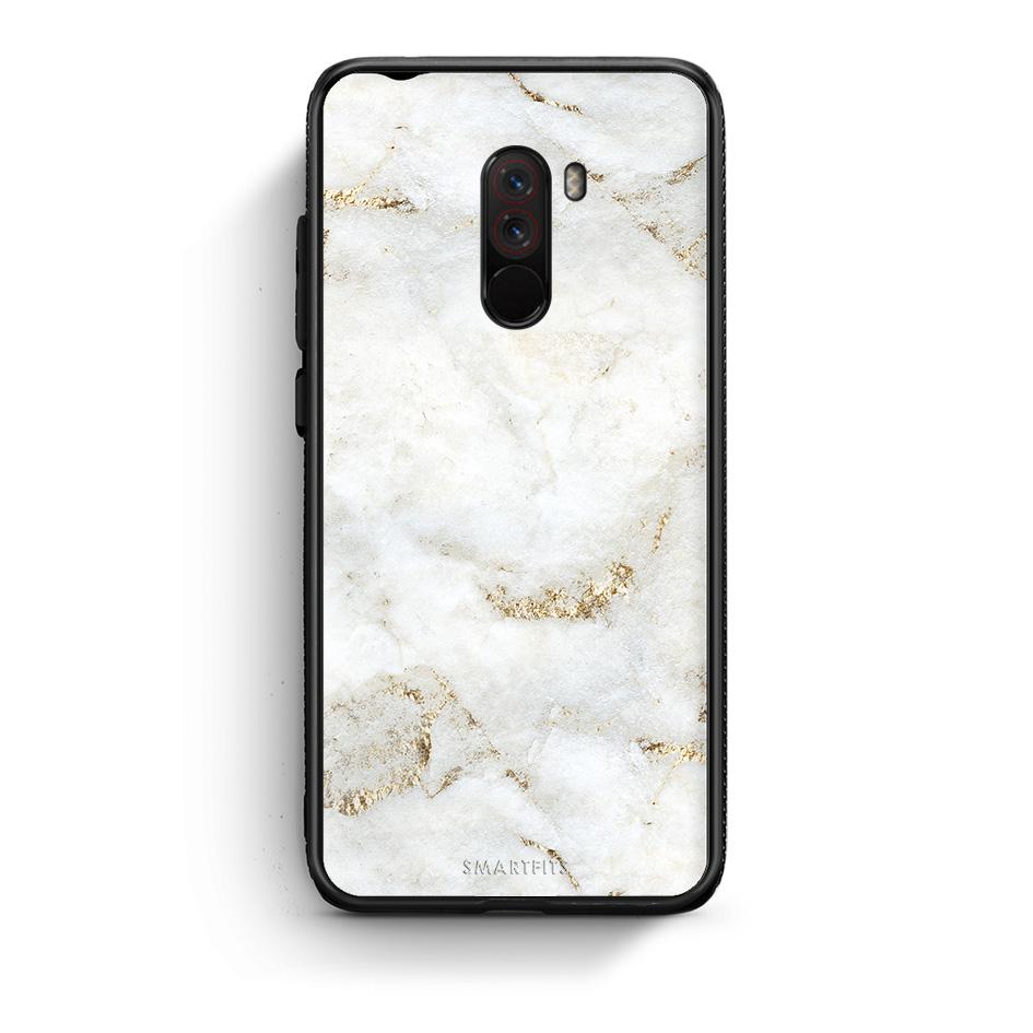 Xiaomi Pocophone F1 White Gold Marble θήκη από τη Smartfits με σχέδιο στο πίσω μέρος και μαύρο περίβλημα | Smartphone case with colorful back and black bezels by Smartfits