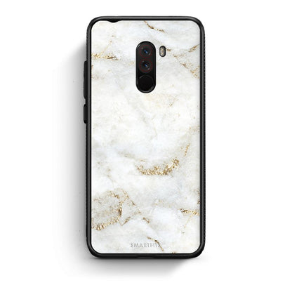 Xiaomi Pocophone F1 White Gold Marble θήκη από τη Smartfits με σχέδιο στο πίσω μέρος και μαύρο περίβλημα | Smartphone case with colorful back and black bezels by Smartfits