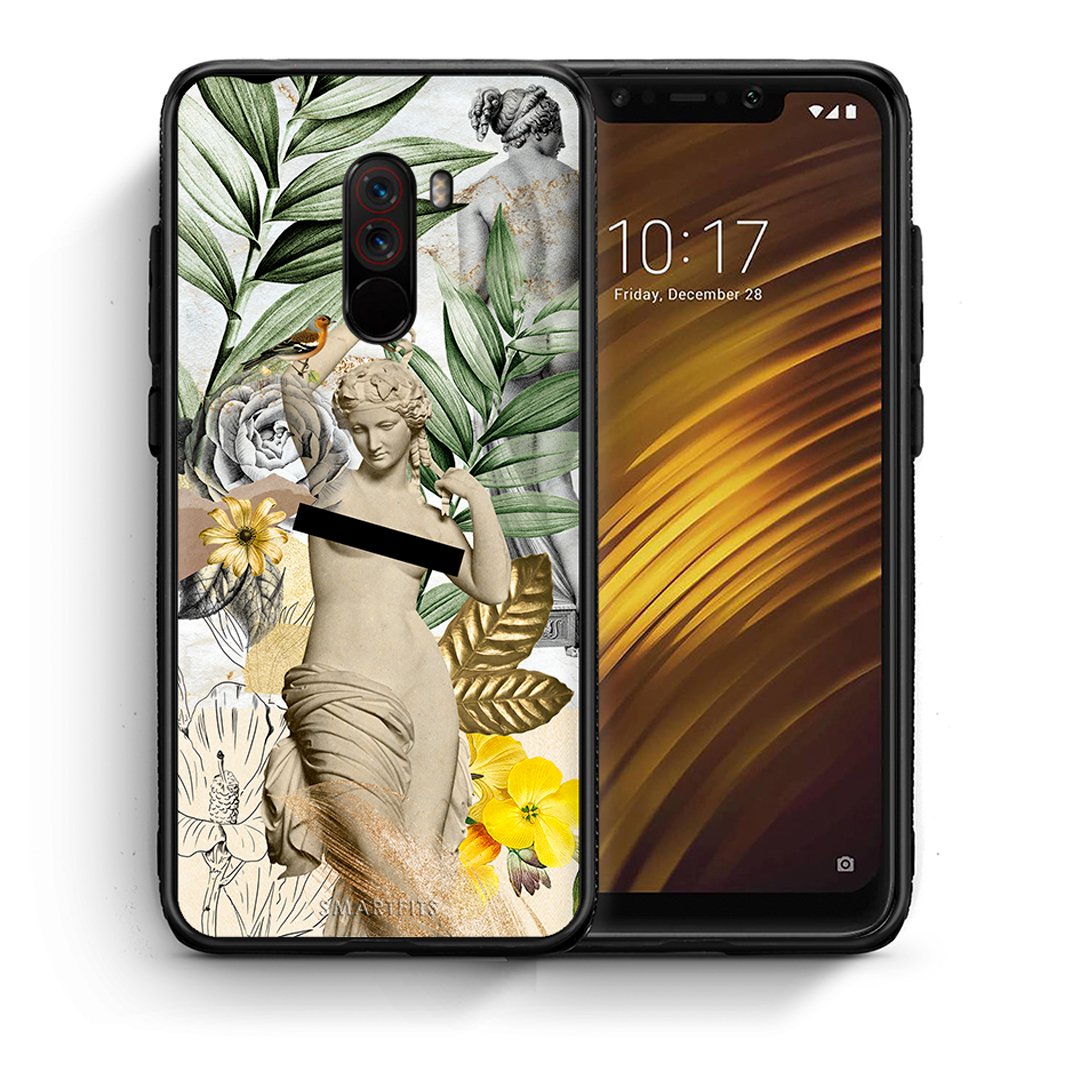 Θήκη Xiaomi Pocophone F1 Woman Statue από τη Smartfits με σχέδιο στο πίσω μέρος και μαύρο περίβλημα | Xiaomi Pocophone F1 Woman Statue case with colorful back and black bezels