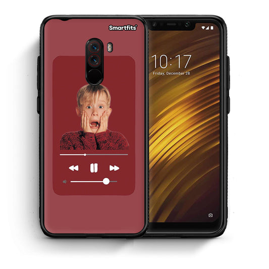 Θήκη Xiaomi Pocophone F1 Xmas Alone Music από τη Smartfits με σχέδιο στο πίσω μέρος και μαύρο περίβλημα | Xiaomi Pocophone F1 Xmas Alone Music case with colorful back and black bezels