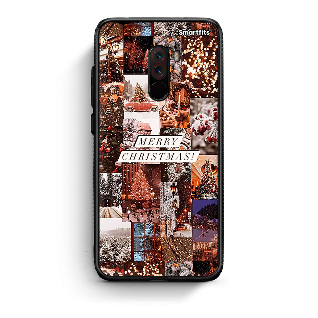Xiaomi Pocophone F1 Xmas Collage θήκη από τη Smartfits με σχέδιο στο πίσω μέρος και μαύρο περίβλημα | Smartphone case with colorful back and black bezels by Smartfits