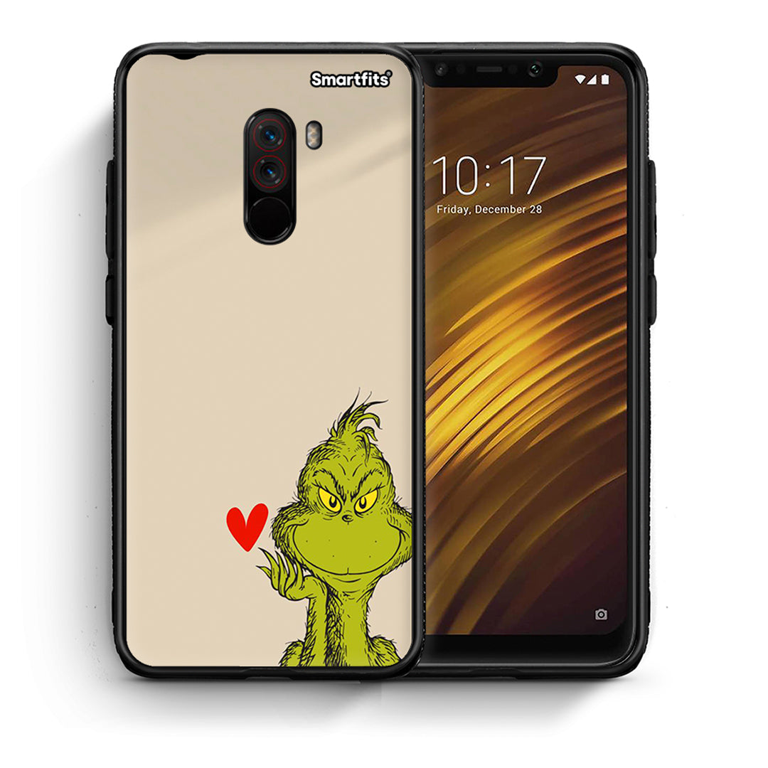 Θήκη Xiaomi Pocophone F1 Xmas Grinch από τη Smartfits με σχέδιο στο πίσω μέρος και μαύρο περίβλημα | Xiaomi Pocophone F1 Xmas Grinch case with colorful back and black bezels