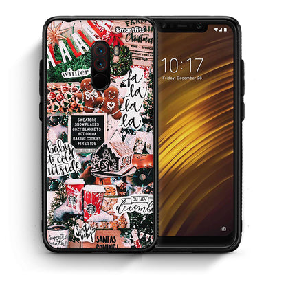 Θήκη Xiaomi Pocophone F1 Xmas Habbits από τη Smartfits με σχέδιο στο πίσω μέρος και μαύρο περίβλημα | Xiaomi Pocophone F1 Xmas Habbits case with colorful back and black bezels