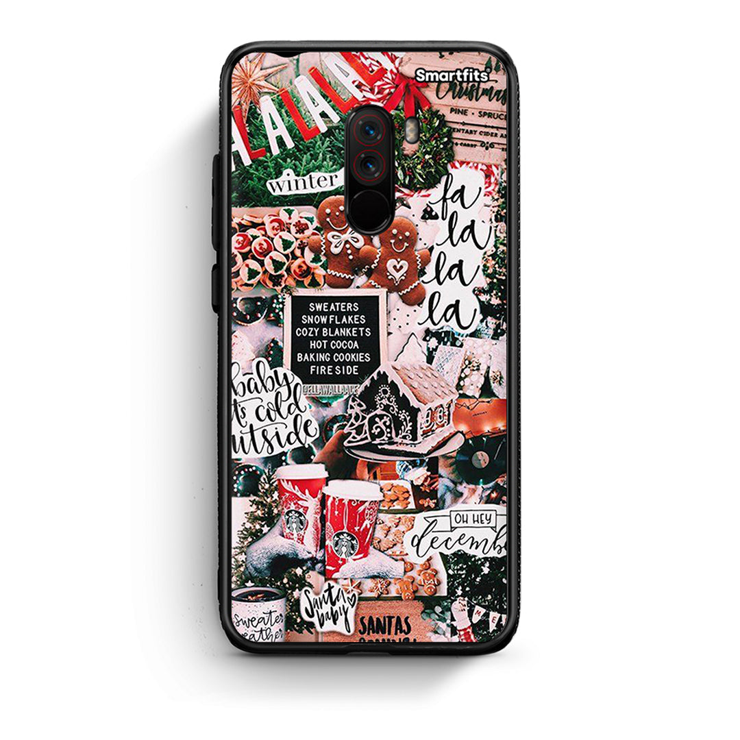 Xiaomi Pocophone F1 Xmas Habbits θήκη από τη Smartfits με σχέδιο στο πίσω μέρος και μαύρο περίβλημα | Smartphone case with colorful back and black bezels by Smartfits