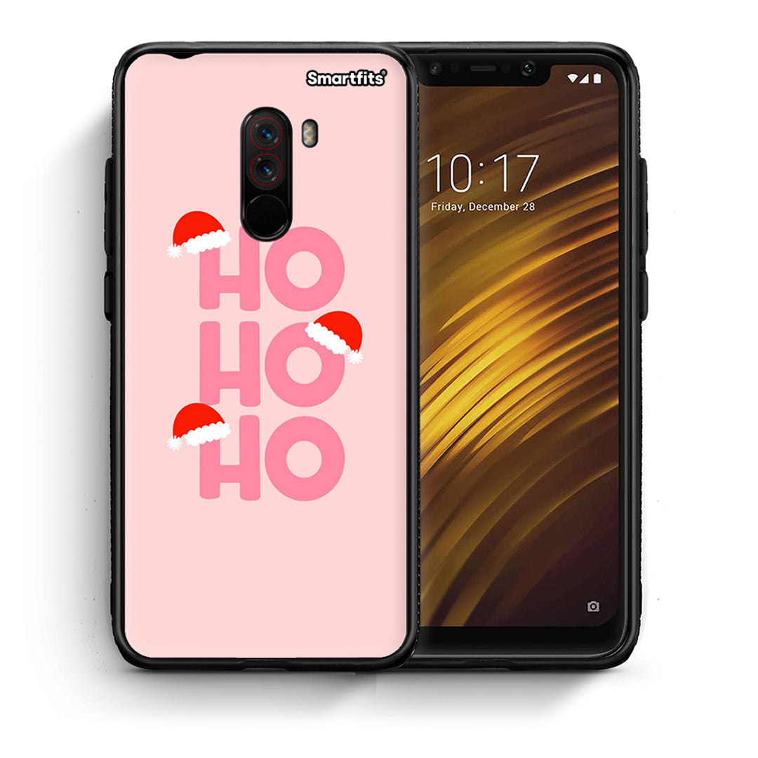 Θήκη Xiaomi Pocophone F1 Xmas Ho Ho Ho από τη Smartfits με σχέδιο στο πίσω μέρος και μαύρο περίβλημα | Xiaomi Pocophone F1 Xmas Ho Ho Ho case with colorful back and black bezels