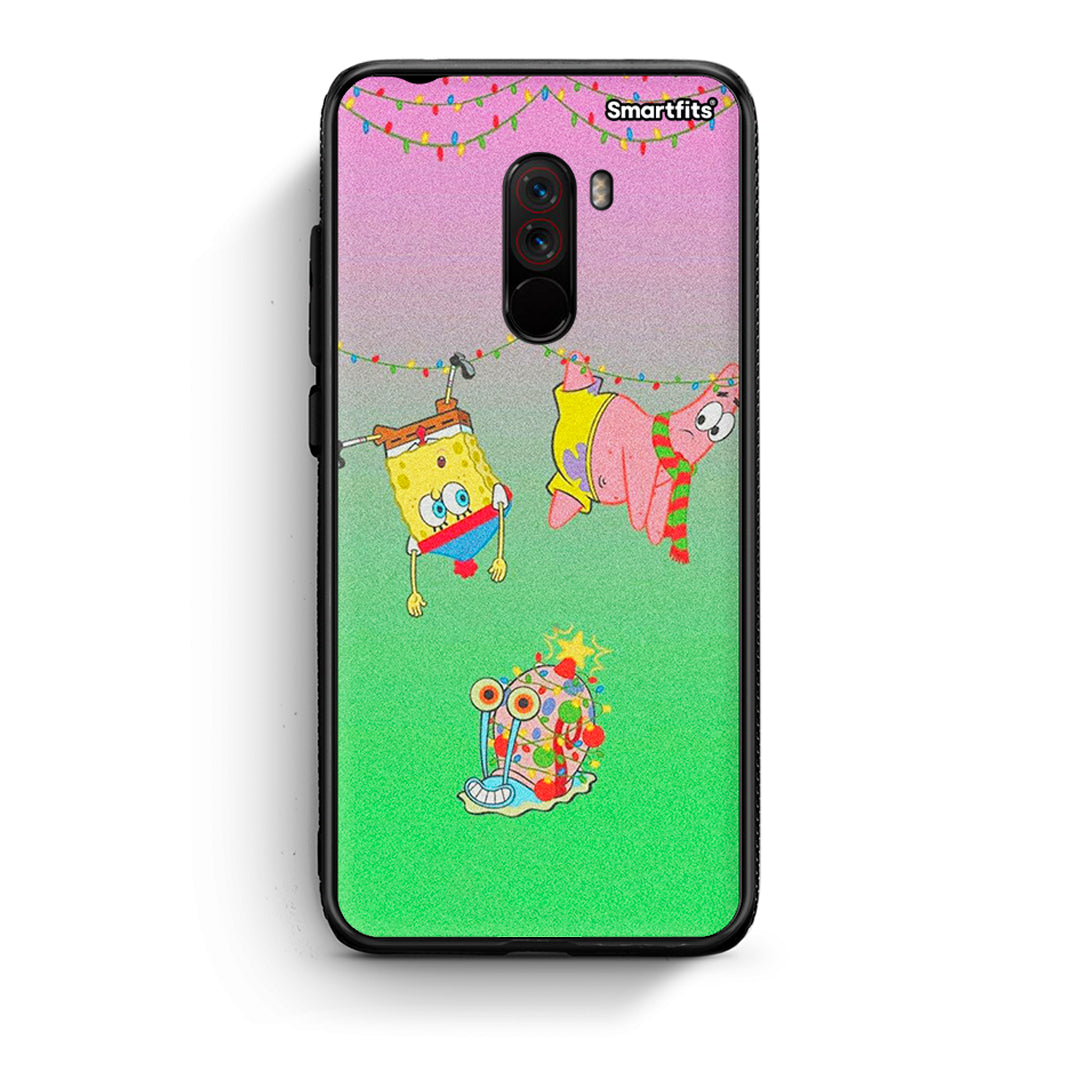 Xiaomi Pocophone F1 Xmas Lights θήκη από τη Smartfits με σχέδιο στο πίσω μέρος και μαύρο περίβλημα | Smartphone case with colorful back and black bezels by Smartfits