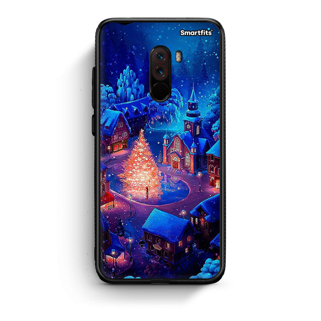 Xiaomi Pocophone F1 Xmas Village θήκη από τη Smartfits με σχέδιο στο πίσω μέρος και μαύρο περίβλημα | Smartphone case with colorful back and black bezels by Smartfits