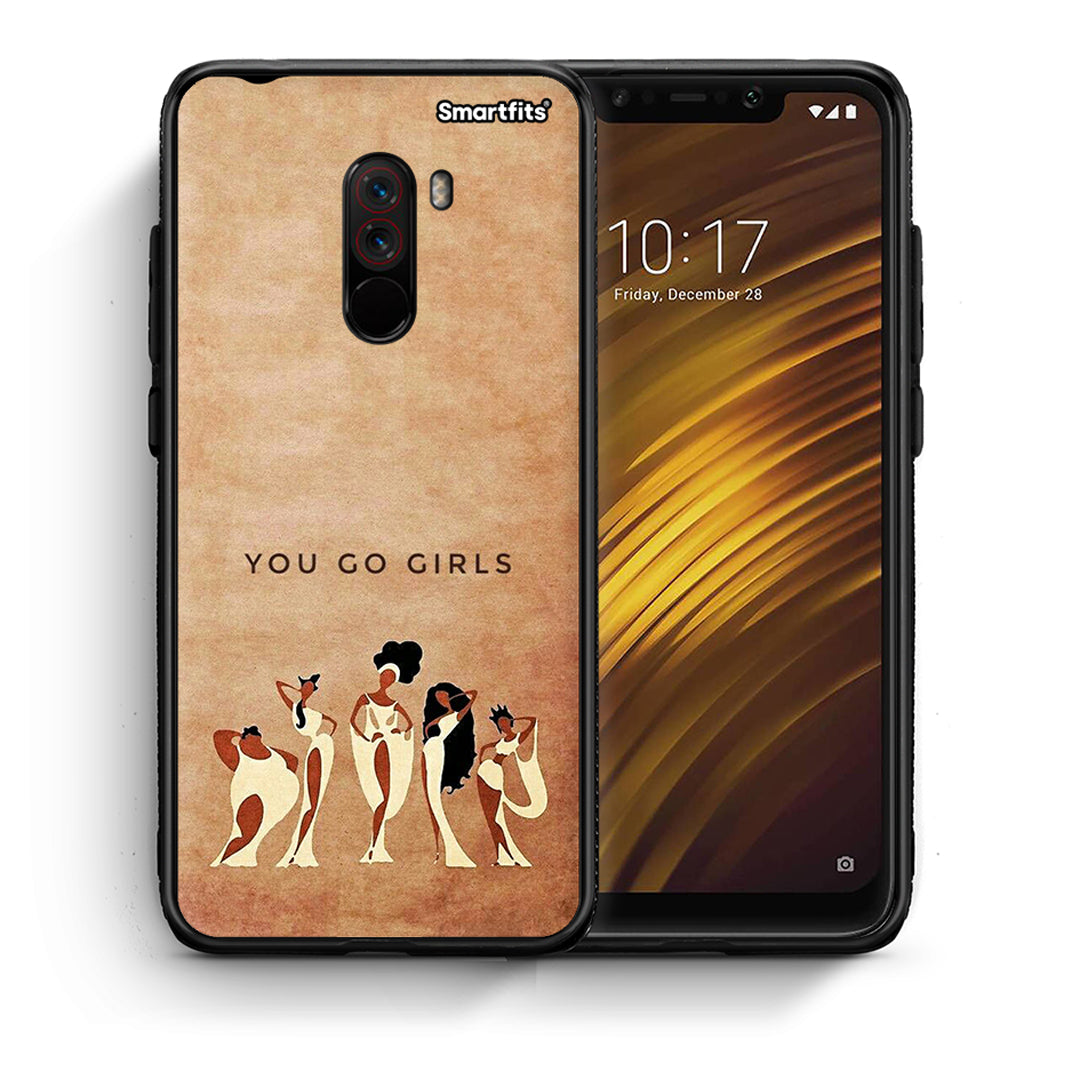 Θήκη Xiaomi Pocophone F1 You Go Girl από τη Smartfits με σχέδιο στο πίσω μέρος και μαύρο περίβλημα | Xiaomi Pocophone F1 You Go Girl case with colorful back and black bezels