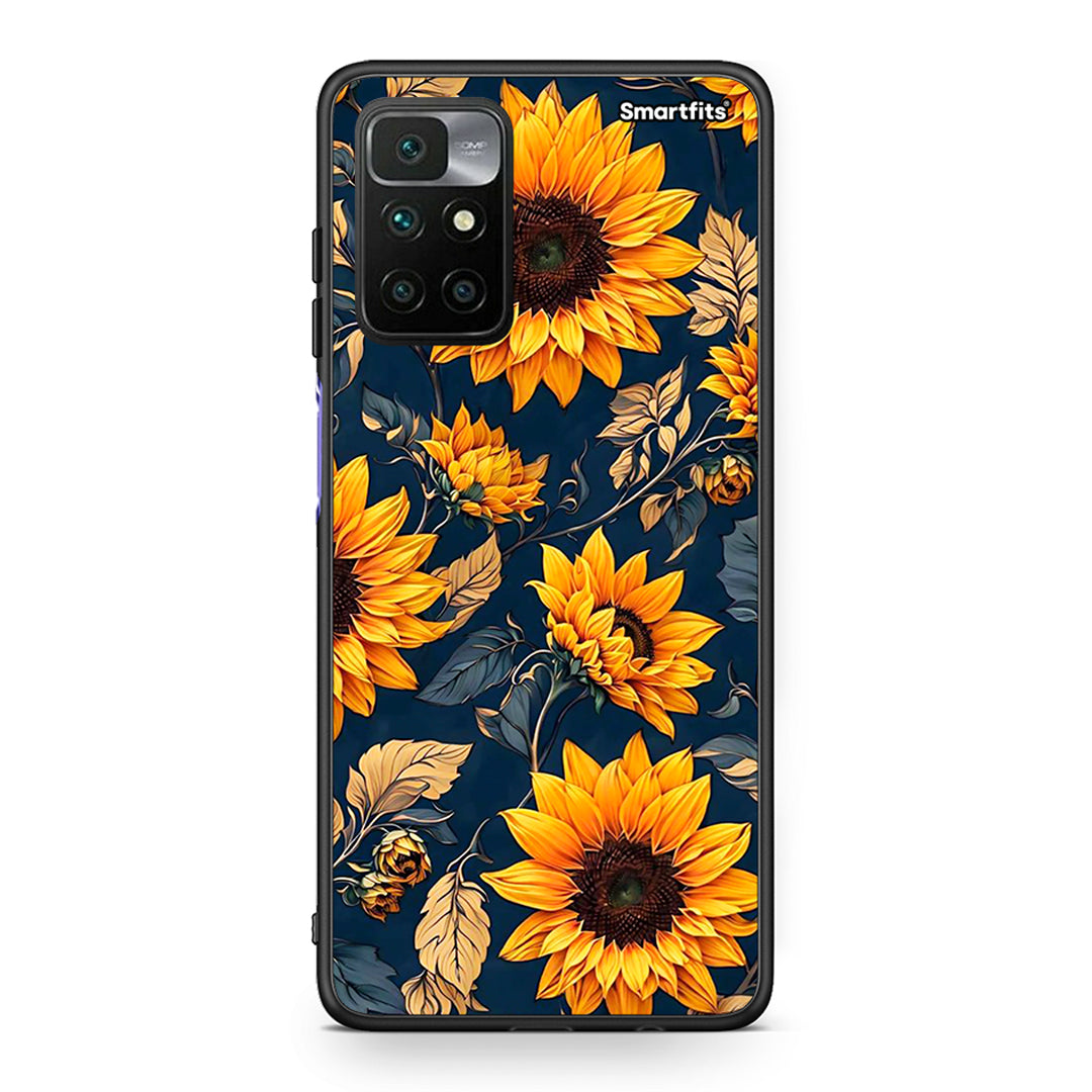 Xiaomi Redmi 10 / Redmi Note 11 4G Autumn Sunflowers Θήκη από τη Smartfits με σχέδιο στο πίσω μέρος και μαύρο περίβλημα | Smartphone case with colorful back and black bezels by Smartfits