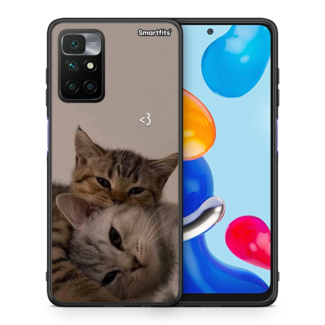 Θήκη Xiaomi Redmi 10 / Redmi Note 11 4G Cats In Love από τη Smartfits με σχέδιο στο πίσω μέρος και μαύρο περίβλημα | Xiaomi Redmi 10 / Redmi Note 11 4G Cats In Love case with colorful back and black bezels