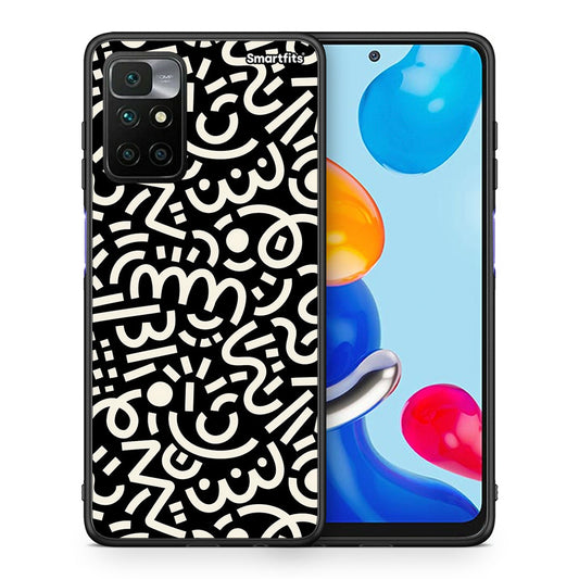 Θήκη Xiaomi Redmi 10 / Redmi Note 11 4G Doodle Art από τη Smartfits με σχέδιο στο πίσω μέρος και μαύρο περίβλημα | Xiaomi Redmi 10 / Redmi Note 11 4G Doodle Art case with colorful back and black bezels