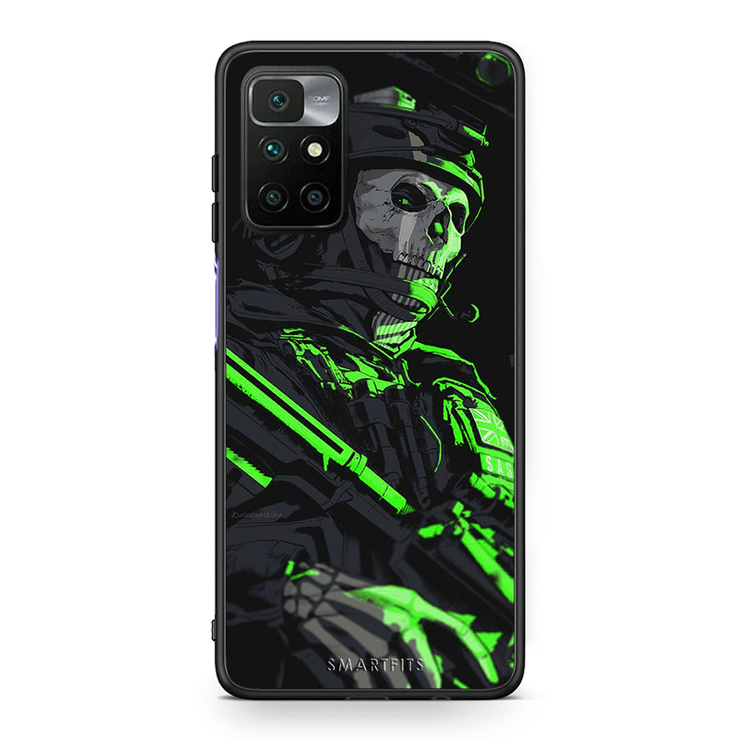 Xiaomi Redmi 10 / Redmi Note 11 4G Green Soldier Θήκη Αγίου Βαλεντίνου από τη Smartfits με σχέδιο στο πίσω μέρος και μαύρο περίβλημα | Smartphone case with colorful back and black bezels by Smartfits