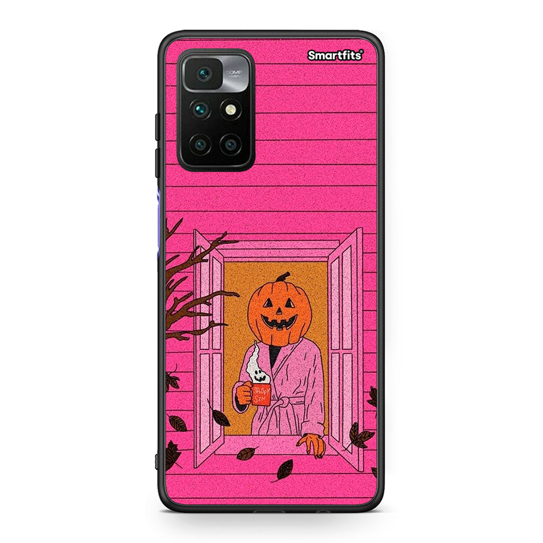 Xiaomi Redmi 10 / Redmi Note 11 4G Halloween Pumpkin Lady Θήκη από τη Smartfits με σχέδιο στο πίσω μέρος και μαύρο περίβλημα | Smartphone case with colorful back and black bezels by Smartfits