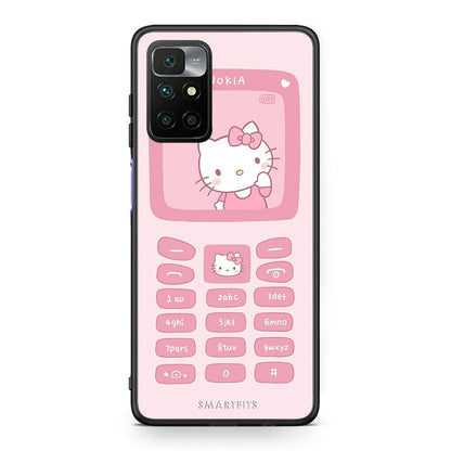 Xiaomi Redmi 10 / Redmi Note 11 4G Hello Kitten Θήκη Αγίου Βαλεντίνου από τη Smartfits με σχέδιο στο πίσω μέρος και μαύρο περίβλημα | Smartphone case with colorful back and black bezels by Smartfits