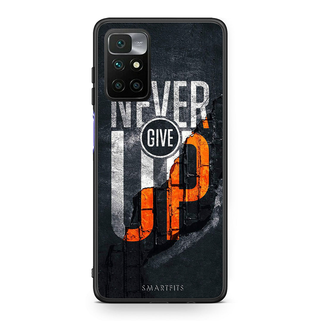 Xiaomi Redmi 10 / Redmi Note 11 4G Never Give Up Θήκη Αγίου Βαλεντίνου από τη Smartfits με σχέδιο στο πίσω μέρος και μαύρο περίβλημα | Smartphone case with colorful back and black bezels by Smartfits