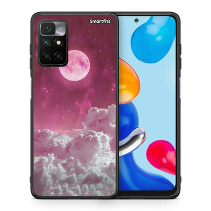 Θήκη Xiaomi Redmi 10 / Redmi Note 11 4G Pink Moon από τη Smartfits με σχέδιο στο πίσω μέρος και μαύρο περίβλημα | Xiaomi Redmi 10 / Redmi Note 11 4G Pink Moon case with colorful back and black bezels