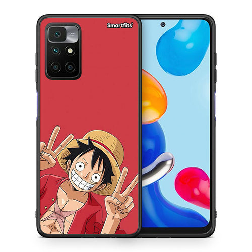 Θήκη Xiaomi Redmi 10 / Redmi Note 11 4G Pirate Luffy από τη Smartfits με σχέδιο στο πίσω μέρος και μαύρο περίβλημα | Xiaomi Redmi 10 / Redmi Note 11 4G Pirate Luffy case with colorful back and black bezels