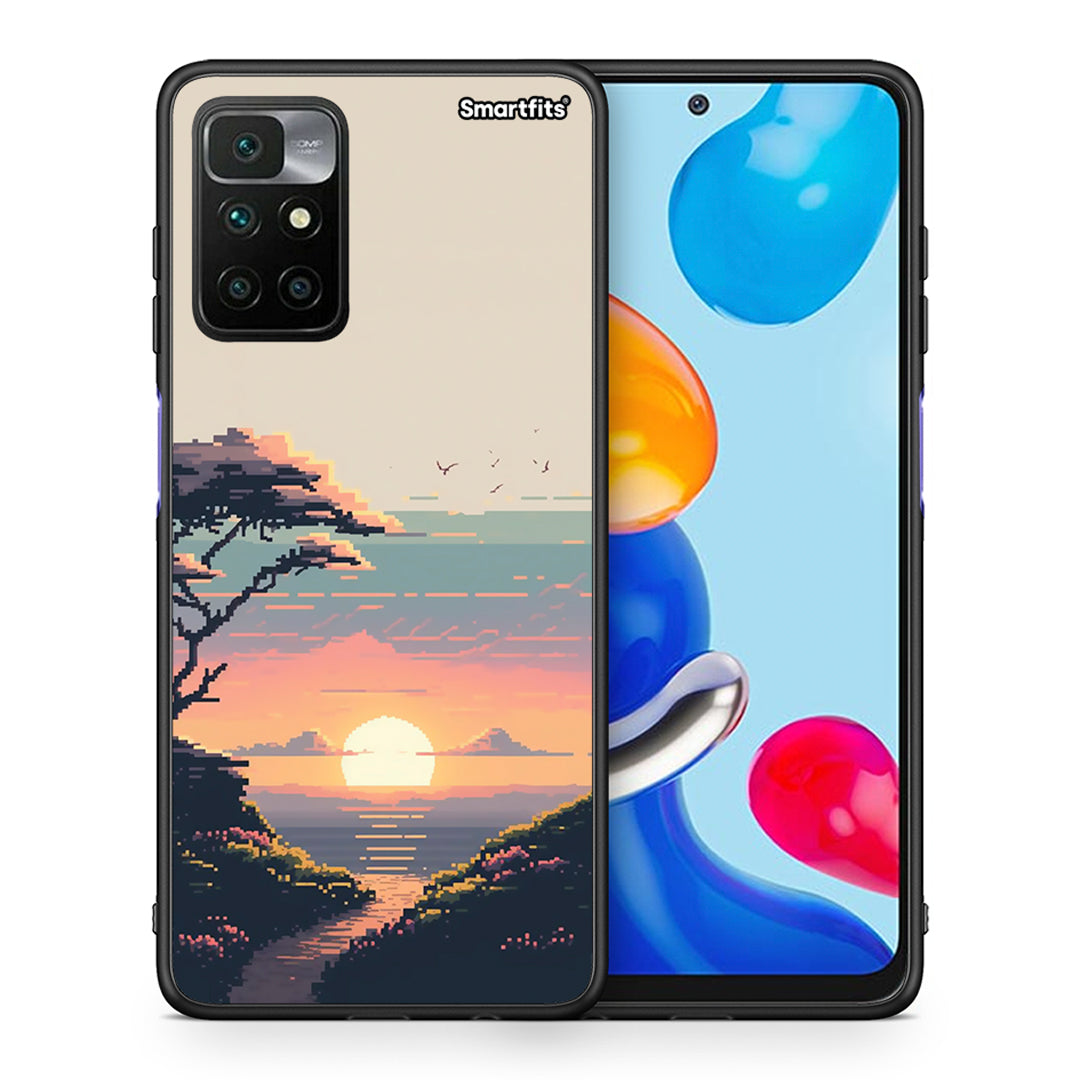 Θήκη Xiaomi Redmi 10 / Redmi Note 11 4G Pixel Sunset από τη Smartfits με σχέδιο στο πίσω μέρος και μαύρο περίβλημα | Xiaomi Redmi 10 / Redmi Note 11 4G Pixel Sunset case with colorful back and black bezels